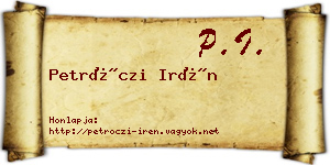 Petróczi Irén névjegykártya