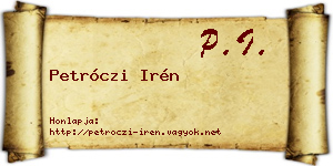 Petróczi Irén névjegykártya